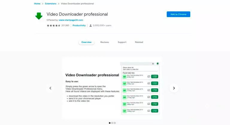 Video Downloader for Chrome экран